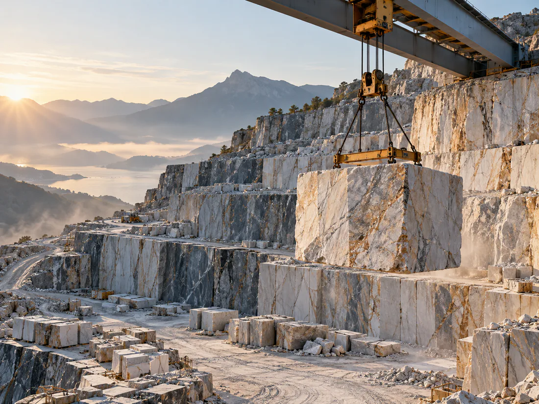 Stone quarry where natural stone is extracted from the earth